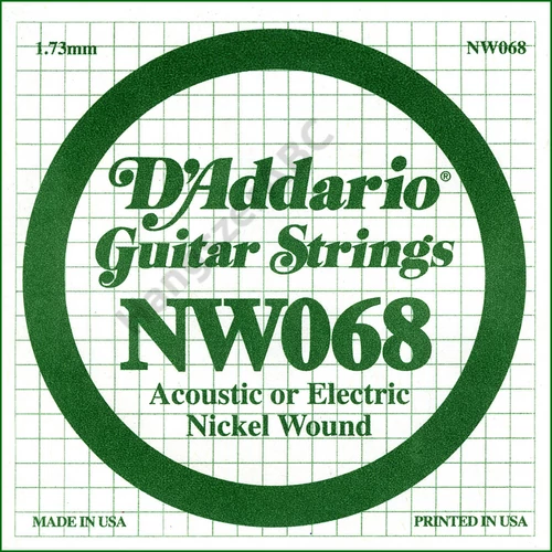 D'Addario NW068 különálló elektromos gitárhúr, nikkel, .068