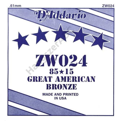 D'Addario ZW024 különálló akusztikus gitárhúr, 85/15 great american bronze, wound 024
