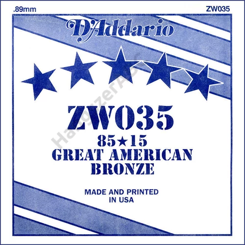 D'Addario ZW035 különálló akusztikus gitárhúr, 85/15 great american bronze, wound 035