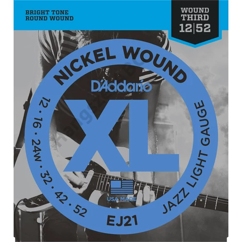 D'Addario EJ21 elektromos gitár húrkészlet 12-52 nikkel, széria XL jazz lite