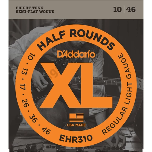D'Addario EHR310 elektromos gitár húrkészlet 10-46 stainless steel, széria XL half round, regular lite