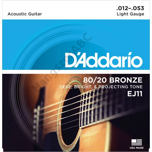 D'Addario EJ11 akusztikus gitár húrkészlet 80/20, húrkészlet 12-53 bronz, lite