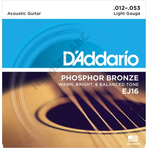 D'Addario EJ16 akusztikus gitár húrkészlet 12-53 phosphor-bronze, lite