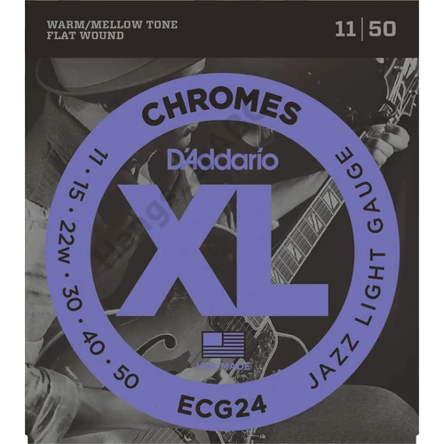 D'Addario ECG24 elektromos gitár húrkészlet 11-50 chromes, széria XL flat wound jazz lite
