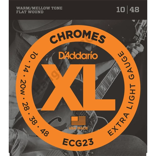 D'Addario ECG23 elektromos gitár húrkészlet 10-48 chromes, széria XL flat wound extra lite