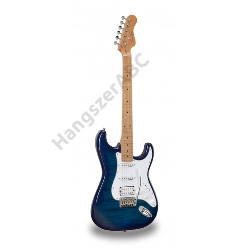 SOUNDSATION RIDER-DELUXE-M BLSB - Dupla cutaway elektromos gitár 2 single coil + osztható humbucker hangszedővel és önzáró kulcsokkal (Wilkinson hardver, roasted juhar nyak+fogólap, lángolt fedlap)