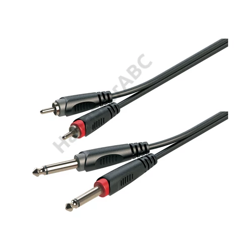 Soundsation JJRR-30BK - Adapter kábel: 2x6.3mm Jack papa - 2xRCA papa / 3m