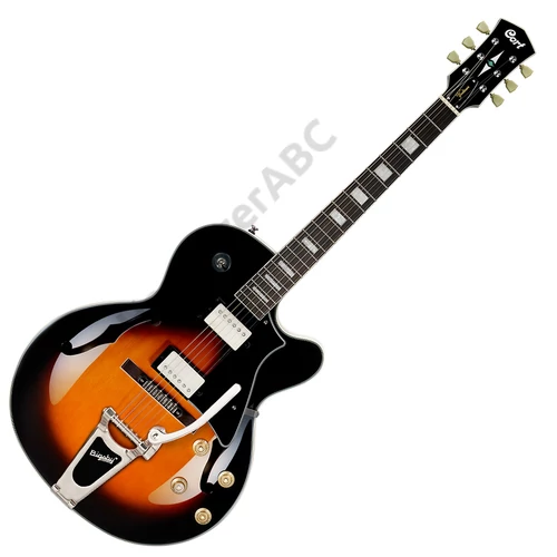 Cort YorktownBV-TAB with bag félakusztikus gitár tokkal, Bigsby-vel, tobacco sunburst + Választható ajándék
