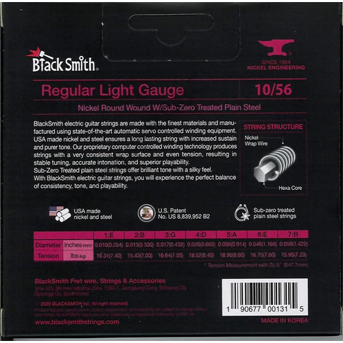 BlackSmith Electric, Regular Light 10-56 húr - 7 húros