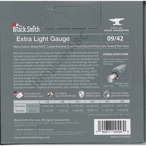 BlackSmith AAOT Electric, Extra Light 09-42 stainless húr
