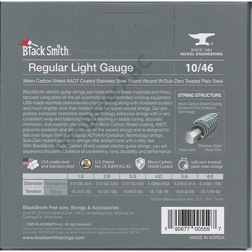 BlackSmith AAOT Electric, Regular Light 10-46 stainless húr