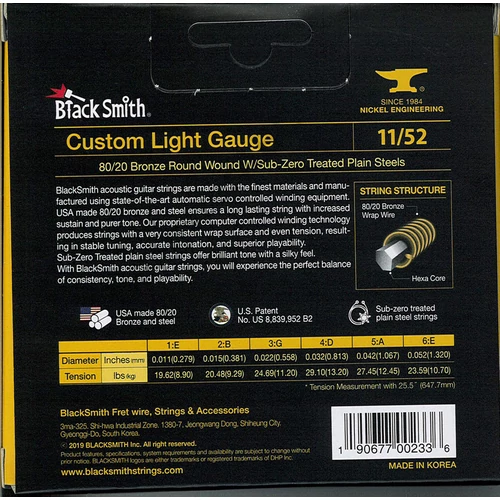 BlackSmith Acoustic Bronze, Custom Light 11-52 húr - 3 szett