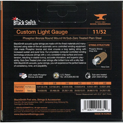 BlackSmith Acoustic Phosphor Bronze, Custom Light 11-52 húr - 3 szett