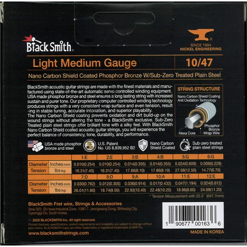 BlackSmith AOT Acoustic Phosphor Bronze, Medium Light 10-47 húr - 12 húros