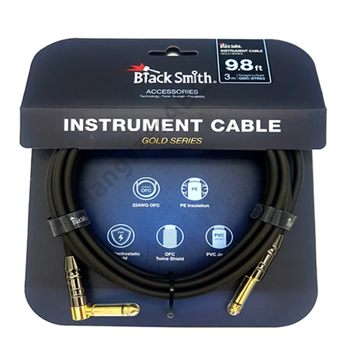 BlackSmith Golden Series egyenes-pipa jack, 3m-es kábel