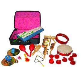 17 fajta hangszert tartalmazó ritmuskészlet bőröndben /22db-os/