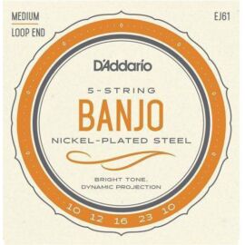 D'Addario EJ61 5 húros banjo húrkészlet 010-023, nikkel, medium gauge