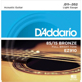 D'Addario EZ910 akusztikus gitár húrkészlet 85/15, húrkészlet 11-52 great american bronze, extra lite, lite