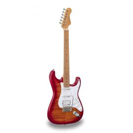 SOUNDSATION RIDER-DELUXE-M ACSB - Dupla cutaway elektromos gitár 2 single coil + osztható humbucker hangszedővel és önzáró kulcsokkal (Wilkinson hardver, roasted juhar nyak+fogólap, lángolt fedlap)
