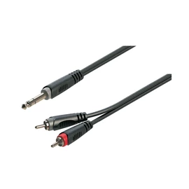 Soundsation JRR-50BK - Y-adapter kábel: 6.3mm Jack papa SZTEREO - 2xRCA papa / 5m