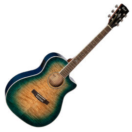 Cort GA-QF-CBB with bag akusztikus gitár Fishman elektronikával, puhatokkal, kék burst