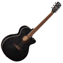 Cort SFX-AB-OPBK akusztikus gitár EQ-val, Ash Burl, fekete