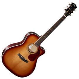 Cort Gold-A8-LB with case akusztikus gitár, All solid, világos burst