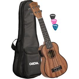 Cascha Soprano Mahogany Ukulele Set with pickup system