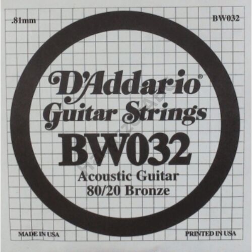 D'Addario BW032 különálló akusztikus gitárhúr, 80/20, wound 032