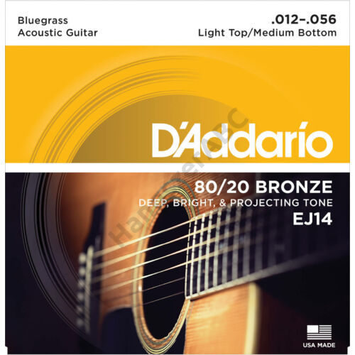 D'Addario EJ14 akusztikus gitár húrkészlet 80/20, húrkészlet 12-56 bronz, bluegrass