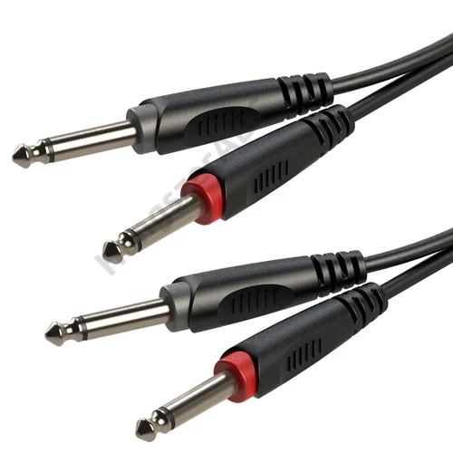 Soundsation GL-2JM2JM06 - Adapter kábel: 2x6.3mm Jack papa MONO - 2x6.3mm Jack papa MONO / 0.6m