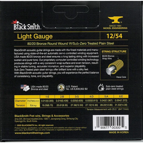 BlackSmith Acoustic Bronze, Light, 12-54 húr
